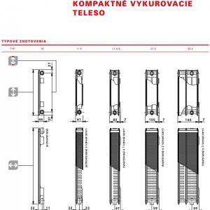 Kompaktné vykurovacie teleso 10 - 600/400 mm