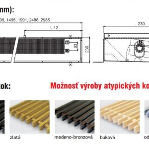 Podlahový konvektor UNIVENTA UNICOIL M - dĺžka 1000 mm