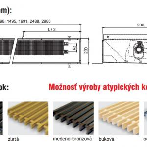 Podlahový konvektor UNIVENTA UNICOIL L - dĺžka 1000 mm