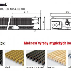 Podlahový konvektor UNIVENTA UNICOIL ME 12 - dĺžka 1000 mm